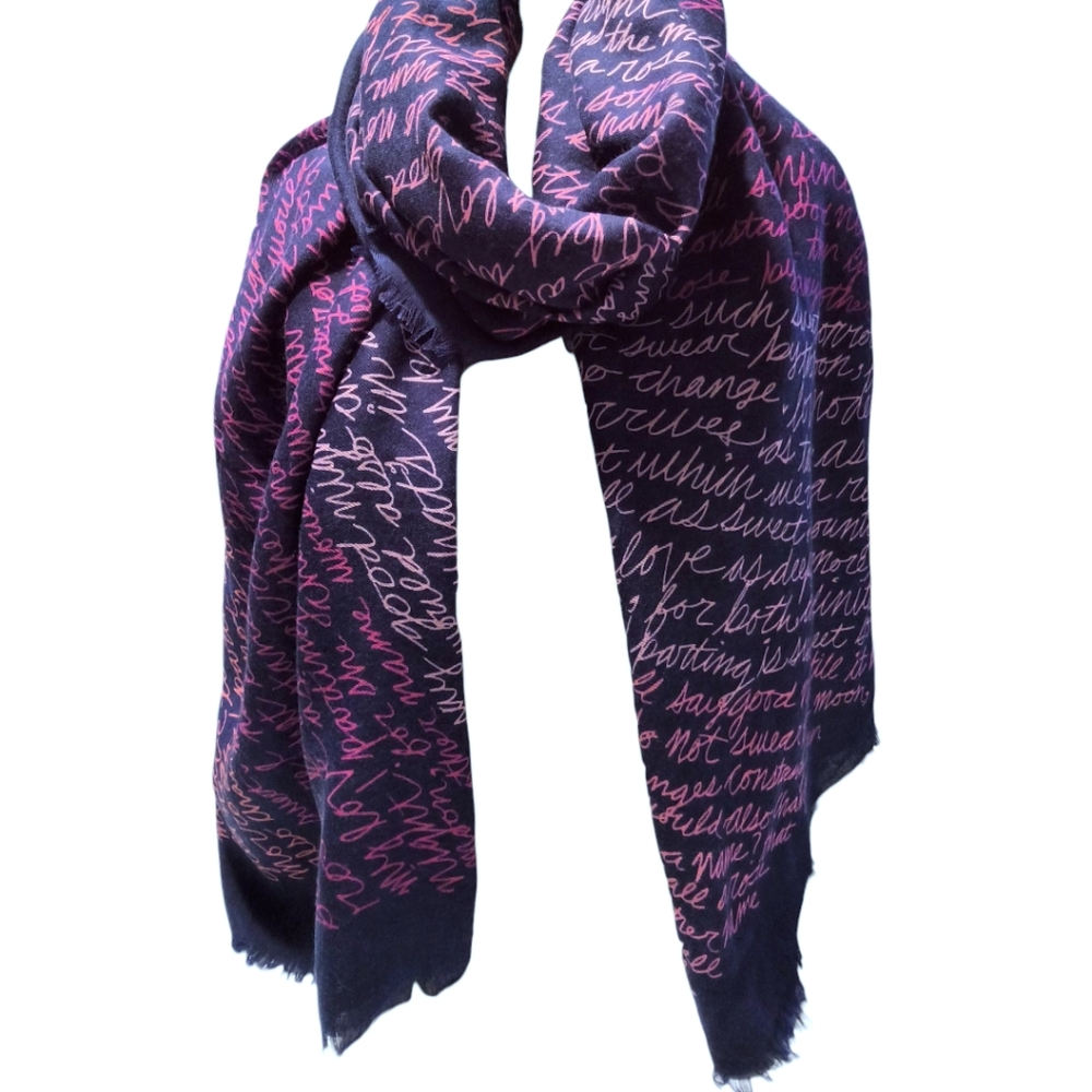 Vera Bradley Dark Blue Katalina Love Oversized Scarf Wrap 36x76